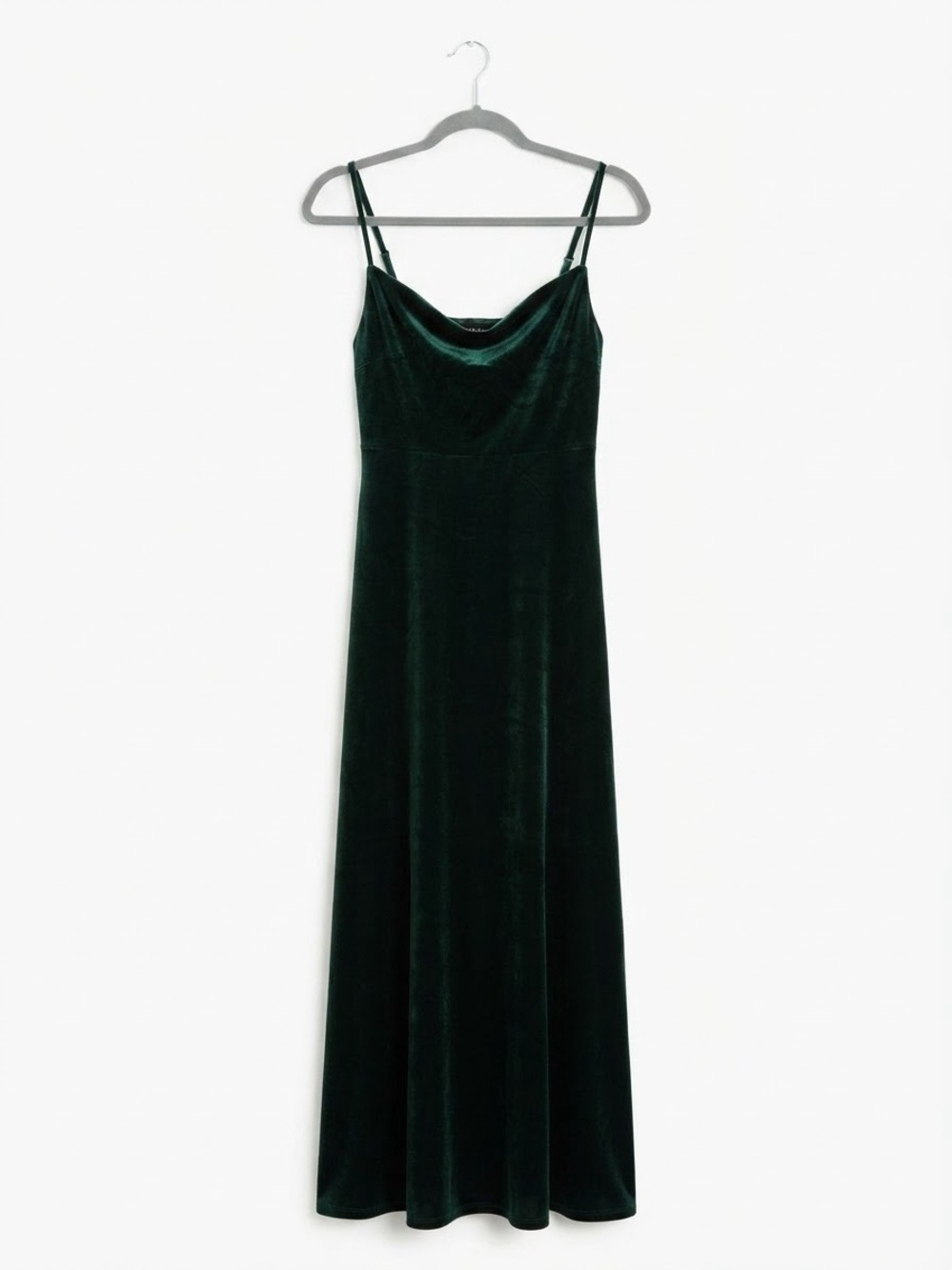 Vintage Green Velvet Cowl Neck Slip Dress Y2K Whimsigoth